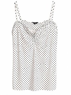 Twist Tees White & Black Polka Dot Cowl-Neck Camisole with Adjustable Straps